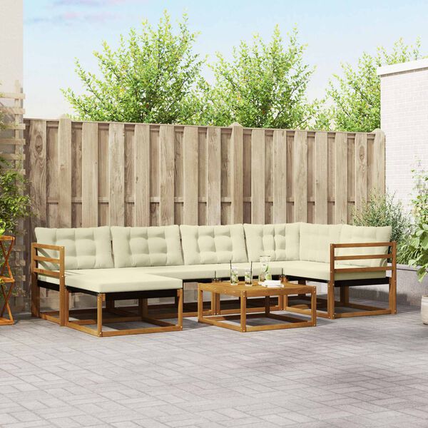 vidaXL V&auml;li diivanikomplekt 19 pcs Looduslik ja kreem Tugev akatsiapuu