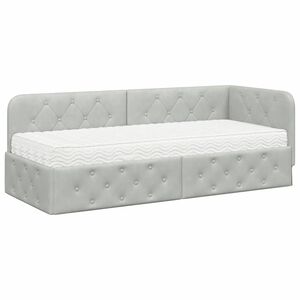 vidaXL Nurgavoodi raam madratsiga peaga Helehall 80 x 200 cm Samet