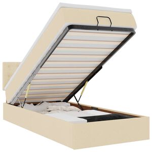 vidaXL ottomani voodi madratsita ja LED, kreemjas, 90x200 cm, kangas