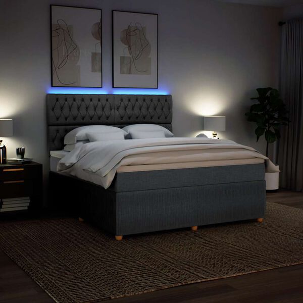 vidaXL kontinentaalvoodi madratsiga, tumehall, 180x200 cm, kangas