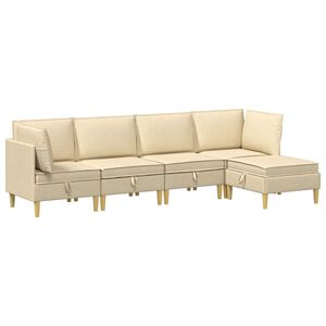 vidaXL Modulaarne diivanisari koos ladustamisega 5 pcs Kreemjas kangas