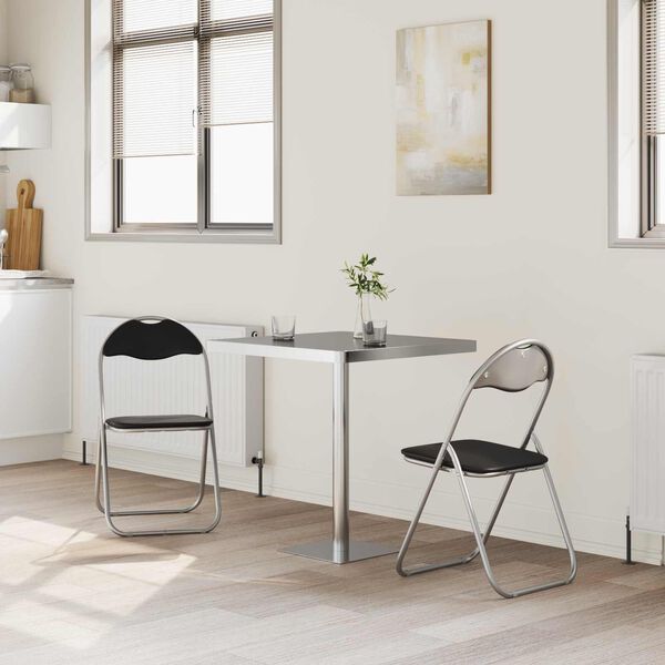 vidaXL Kokkupandav tool 2 pcs Must ja Hall 48 x 43,5 x 81 cm Kunstnahk