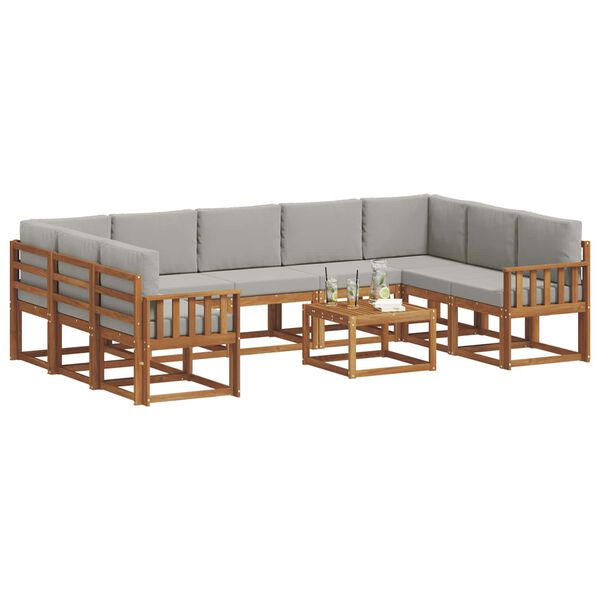 vidaXL V&auml;li diivanikomplekt padjaga 10 pcs Looduslik ja Hele Hall