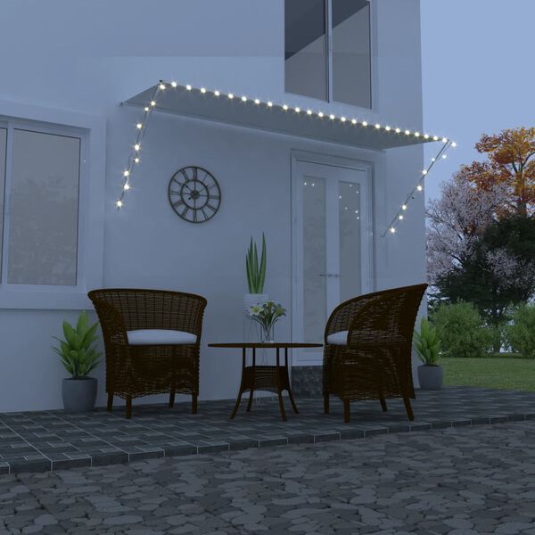 vidaXL kokkupandav varikatus LEDiga, 300 x 150 cm, kreemjasvalge