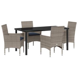 vidaXL Lauda ja toolide komplekt padjaga 5 pcs Hall PE rattan