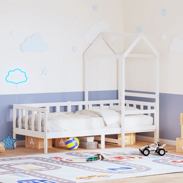 vidaXL katusega p&auml;evavoodi, valge, 90 x 190 cm, m&auml;nnipuit