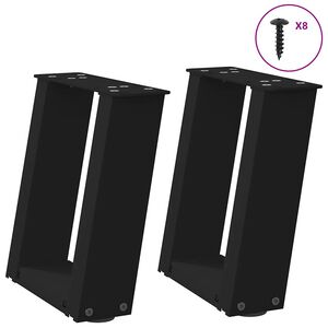 vidaXL kohvilaua jalad U-kujulised 2 tk mustad 30 x (30-31) cm terasest