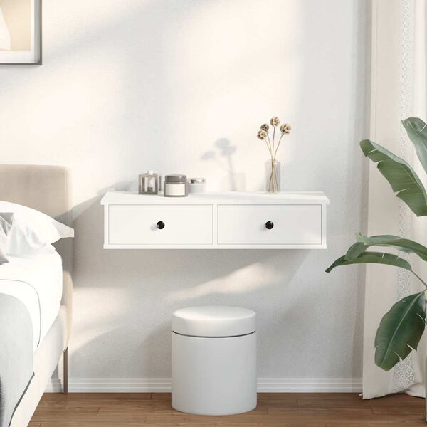 vidaXL seinariiul sahtlitega, valge, 80 x 34 x 17 cm, tehispuit