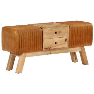 vidaXL trennipink, pruun, 107 cm, ehtne kitsenahk ja mangopuit