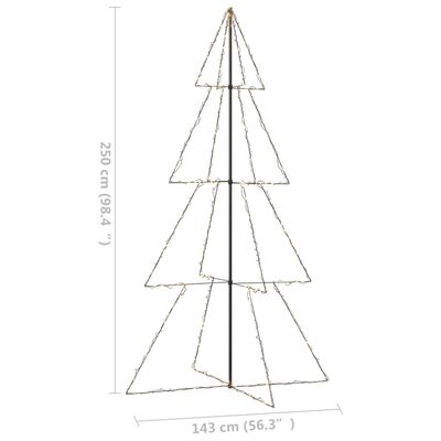 vidaXL koonusekujuline jõulupuu 360 LEDi, tuppa ja õue, 143x250 cm
