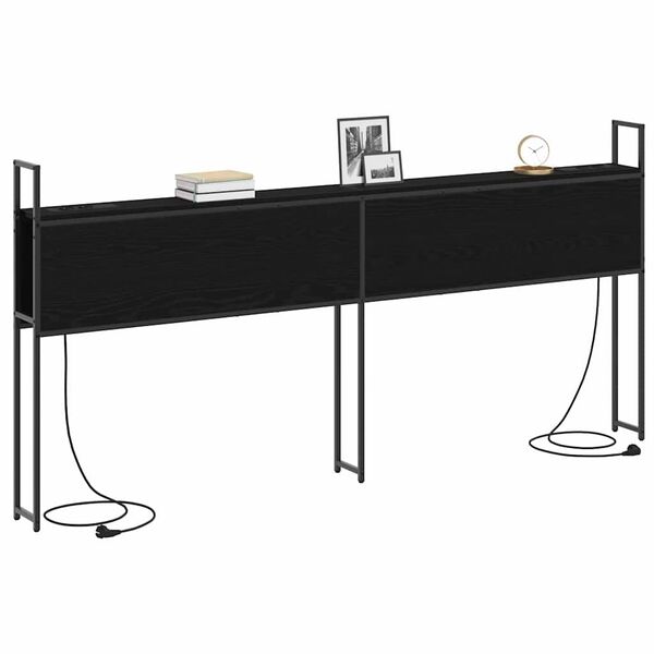 vidaXL S&auml;ilitusega peatoed laadimisjaamaga Must tamm 200 cm Tehispuit