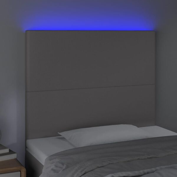 vidaXL LED-voodipeats, hall, 90x5x118/128 cm, kunstnahk