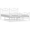 vidaXL metallist voodiraam peatsi ja jalutsiga, valge, 183x213 cm