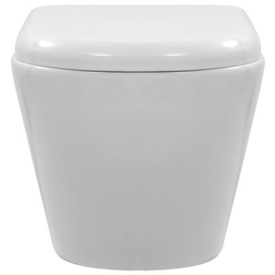 vidaXL seinale kinnitatav ääreta keraamiline tualettpott, valge