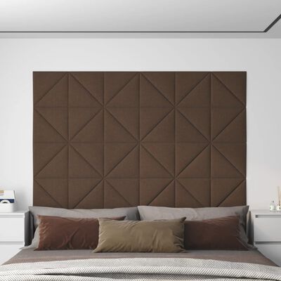 vidaXL seinapaneelid 12 tk, pruun, 30 x 30 cm, kangas, 0,54 m²