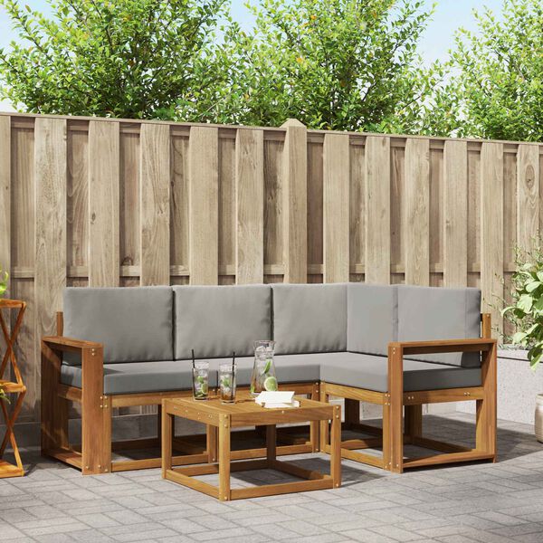 vidaXL V&auml;li diivanikomplekt padjaga 5 pcs Looduslik ja Hele Hall