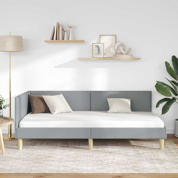 vidaXL Nurgavoodi raam peaga Helehall 90 cm x 190 cm Kangas ja vineer