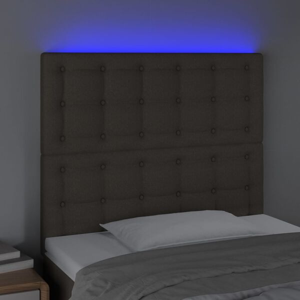 vidaXL LED-voodipeats, pruunikashall, 80x5x118/128 cm, kangas