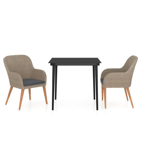 vidaXL 3-osaline aiam&ouml;&ouml;bli komplekt istmepatjadega, pruun