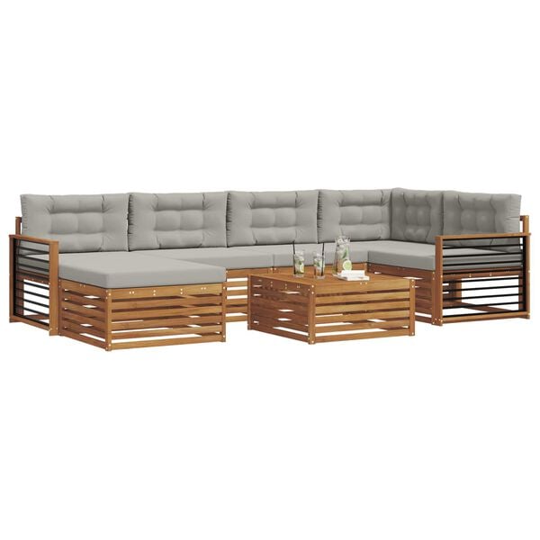 vidaXL V&auml;li diivanikomplekt padjaga 7 pcs Looduslik ja Hele Hall