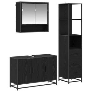 vidaXL Vannitoa m&ouml;&ouml;bleset sahtliga riiuliga 3 pcs Must tamm Tehispuit
