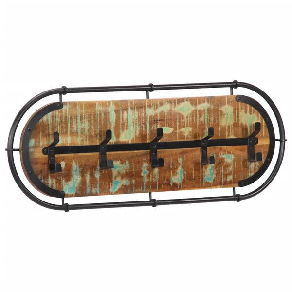 vidaXL seinale kinnitatav riidenagi 5 konksuga, taastatud puit