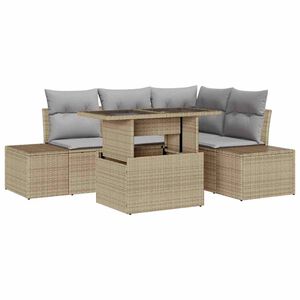 vidaXL Aia Diivanikomplekt padjaga ladustamisega 5 pcs Beež pol&uuml;rotang