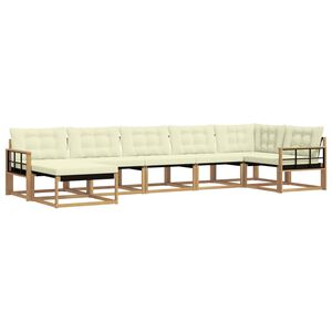 vidaXL V&auml;li diivanikomplekt padjaga 7 pcs Valge ja kreemjas