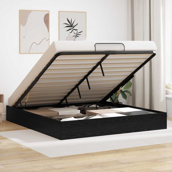 vidaXL Ottomani voodiraam Must tamm 193 x 120 x 25 cm Saepuruplaat