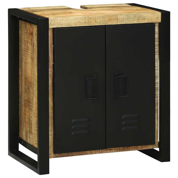 vidaXL Vannitoa m&ouml;&ouml;bleset sahtliga 3 pcs Pruun ja must Tugev mango puu