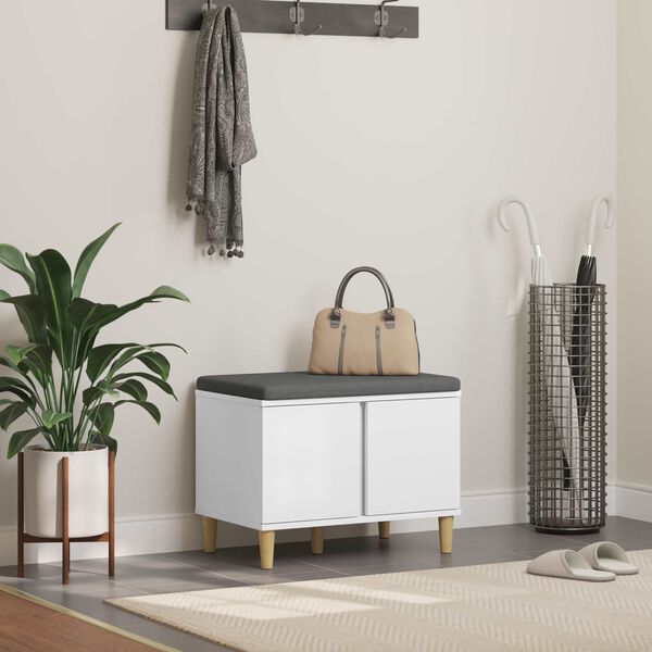 vidaXL Hallipink padjaga ladustamisega uksega Valge 60 x 38 x 46 cm