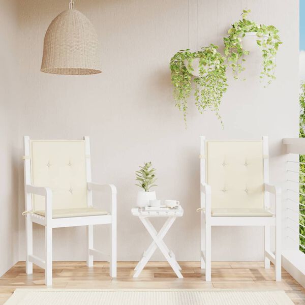 vidaXL madala seljatoega toolipadjad 2 tk kreemjas 100x50x3 cm kangas