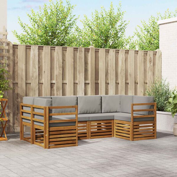 vidaXL Diivanikomplektid 6 pcs Looduslik ja Hele Hall Tugev akatsiapuu