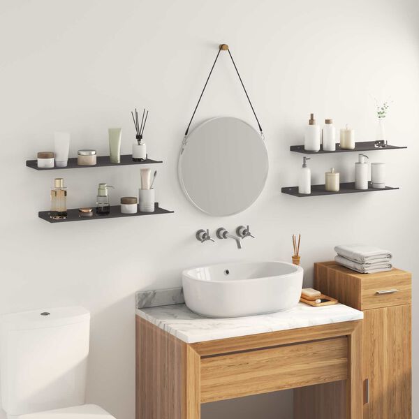 vidaXL Ujuv riiul Seinale kinnitatav 4 pcs Must 60 x 18 x 2,5 cm Teras