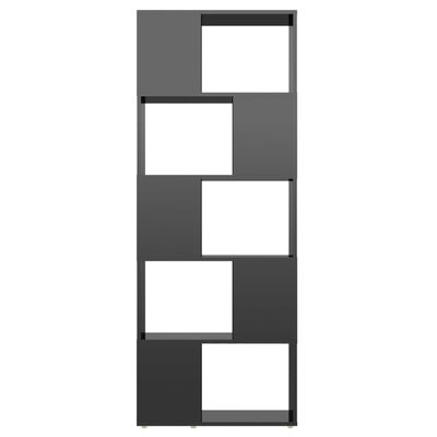 vidaXL raamaturiiul/ruumijagaja, kõrgläikega must, 60 x 24 x 155 cm