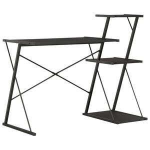 vidaXL kirjutuslaud riiuliga, must, 116 x 50 x 93 cm