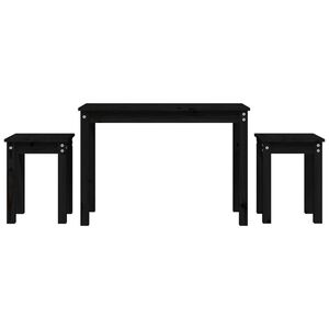 vidaXL üksteise alla mahtuvad lauad, 3 tk, must, männipuit