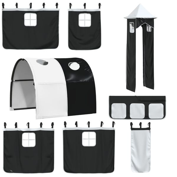 vidaXL kardinad, tunnel ja torn kõrgele voodile, valge ja must