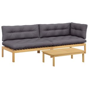 vidaXL 3 T&uuml;kk Aia pallet sohva &uuml;ksused Tugev akatsiapuu Helepruun
