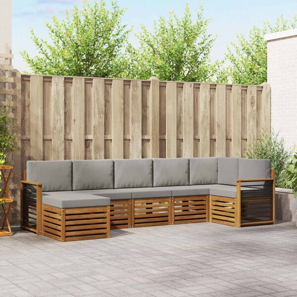 vidaXL Nurgadiivanikomplekt padjaga 7 pcs Looduslik ja Hele Hall