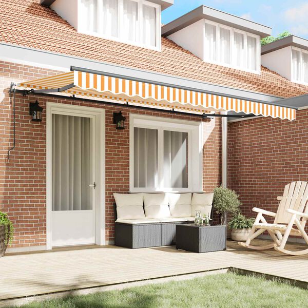 vidaXL K&auml;igukohandatav varikatus Kollane 350 x 200 cm kangas