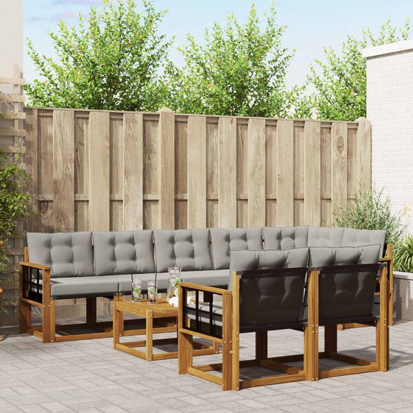 vidaXL V&auml;li diivanikomplekt padjaga 9 pcs Looduslik ja Hele Hall