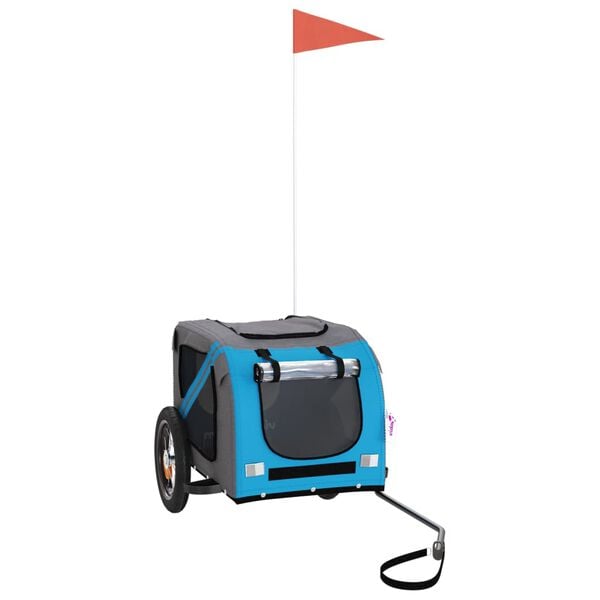 vidaXL lemmiklooma ratta j&auml;relk&auml;ru, sinine ja hall, oxford kangas/raud