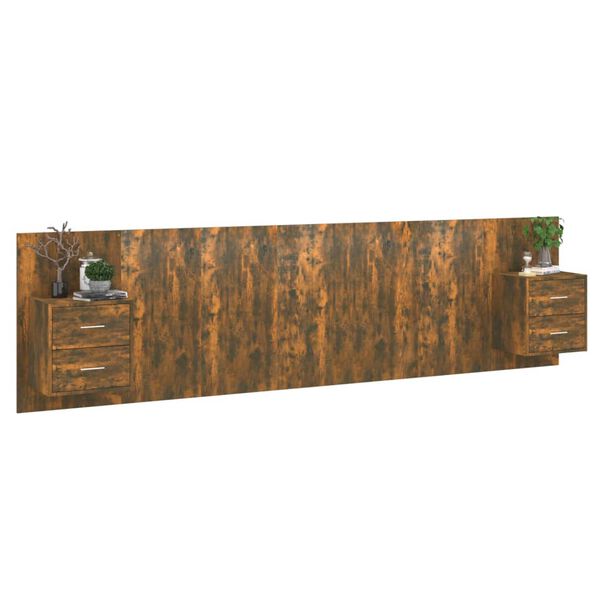 vidaXL voodipeats kappidega, suitsutatud tamm, tehispuit