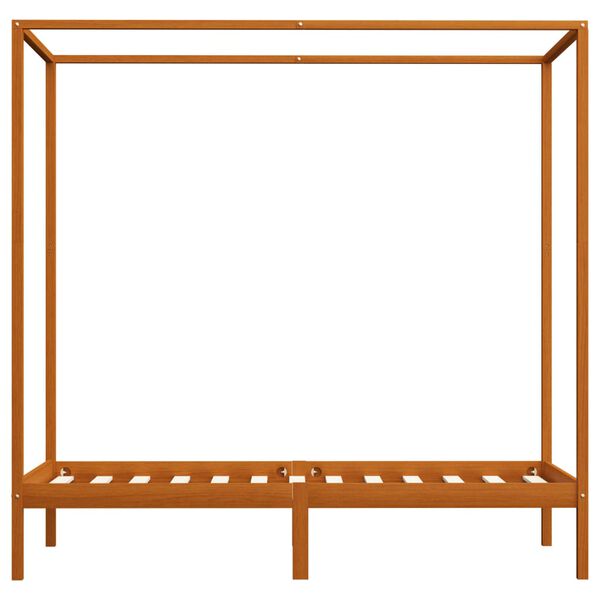 vidaXL baldahhiinvoodi raam, meepruun, männipuit, 90 x 200 cm