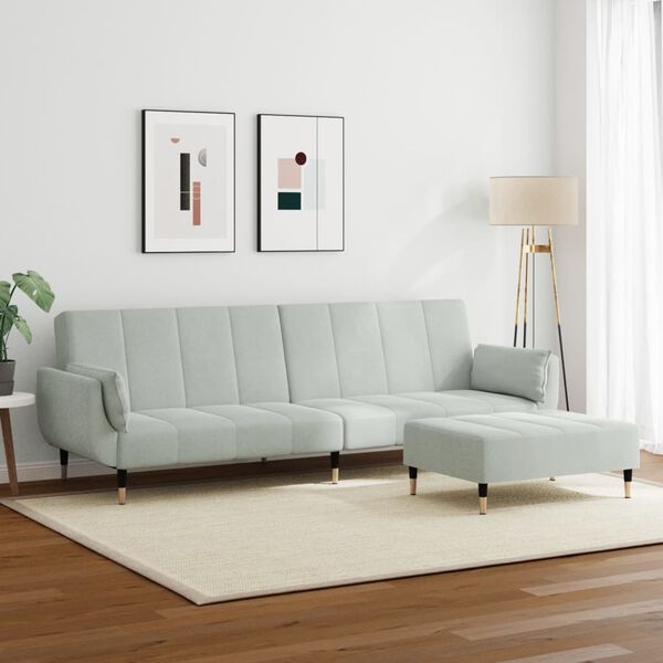 vidaXL 2-kohaline diivanvoodi jalapingiga, helehall, samet