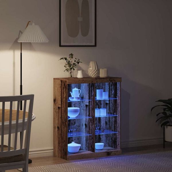 vidaXL LED Kummuti Vana puit 41 x 37 x 100 cm Tehispuit