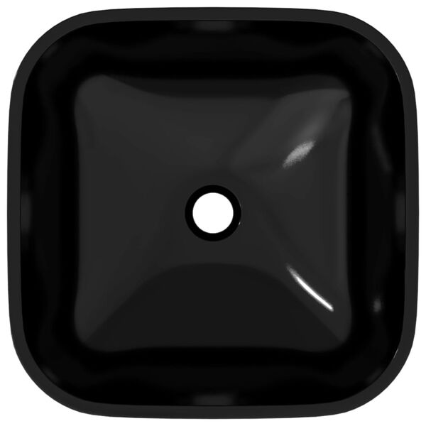 vidaXL valamu, klaas, 42 x 42 x 14 cm, must