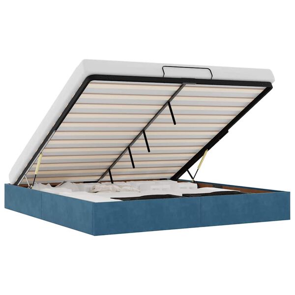 vidaXL Ottomani voodiraam ilma madratsita, tumesinine 200x200 cm samet