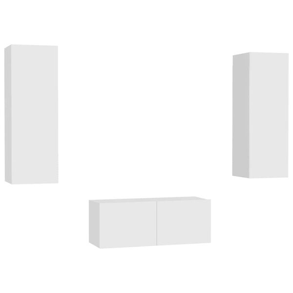 vidaXL 3-osaline telerikappide komplekt, valge, tehispuit